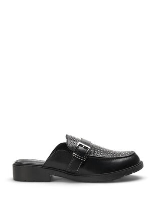 Open leather loafer with studs, Black, Packshot image number 0
