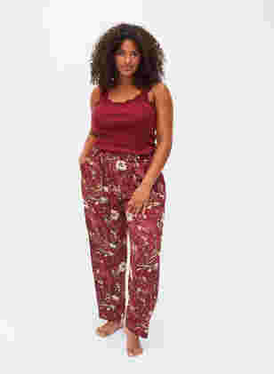 Pyjamas pants with floral print, Cabernet Flower Pr., Model