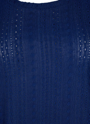 Short sleeve blouse with textured pattern, Medieval Blue, Packshot image number 2