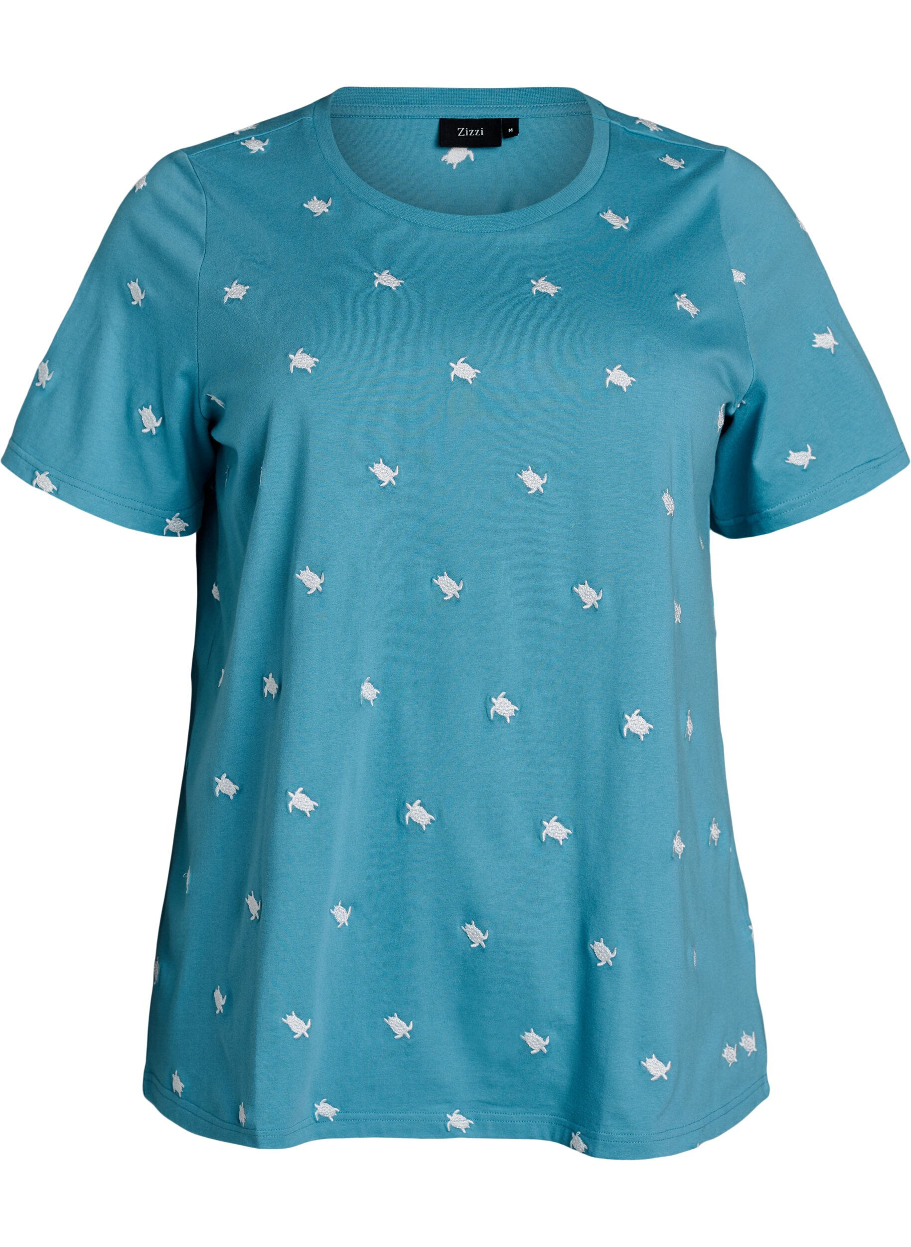 ZizzifashionT-shirt in organic cotton with embroidered motifs, Blue, Packshot image number 0