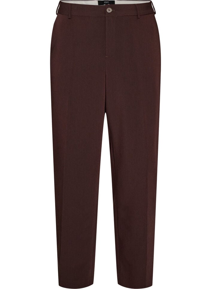 Tailored trousers with wide legs and high waist, Brown, Packshot image number 0