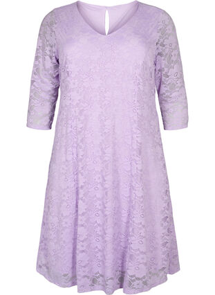 Lace dress with 3/4 sleeves, Lavendula, Packshot image number 0
