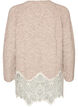 Knitted blouse with raglan sleeves and a wide lace trim, Beige, Packshot image number 1