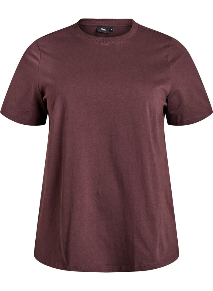 Basic cotton T-shirt with round neck, Brown, Packshot image number 0