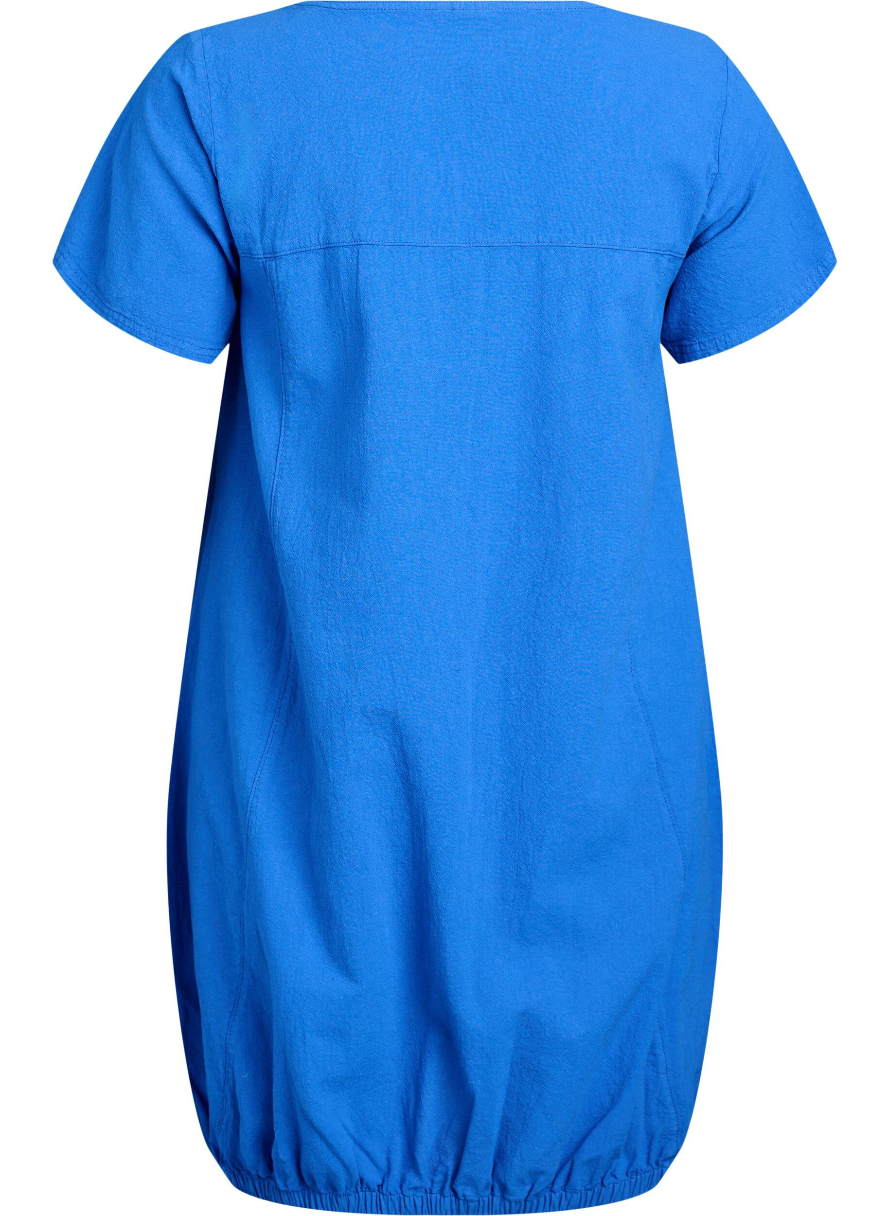 ZizzifashionShort sleeve cotton dress, Blue, Packshot image number 1