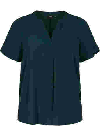 Short-sleeved v-neck blouse