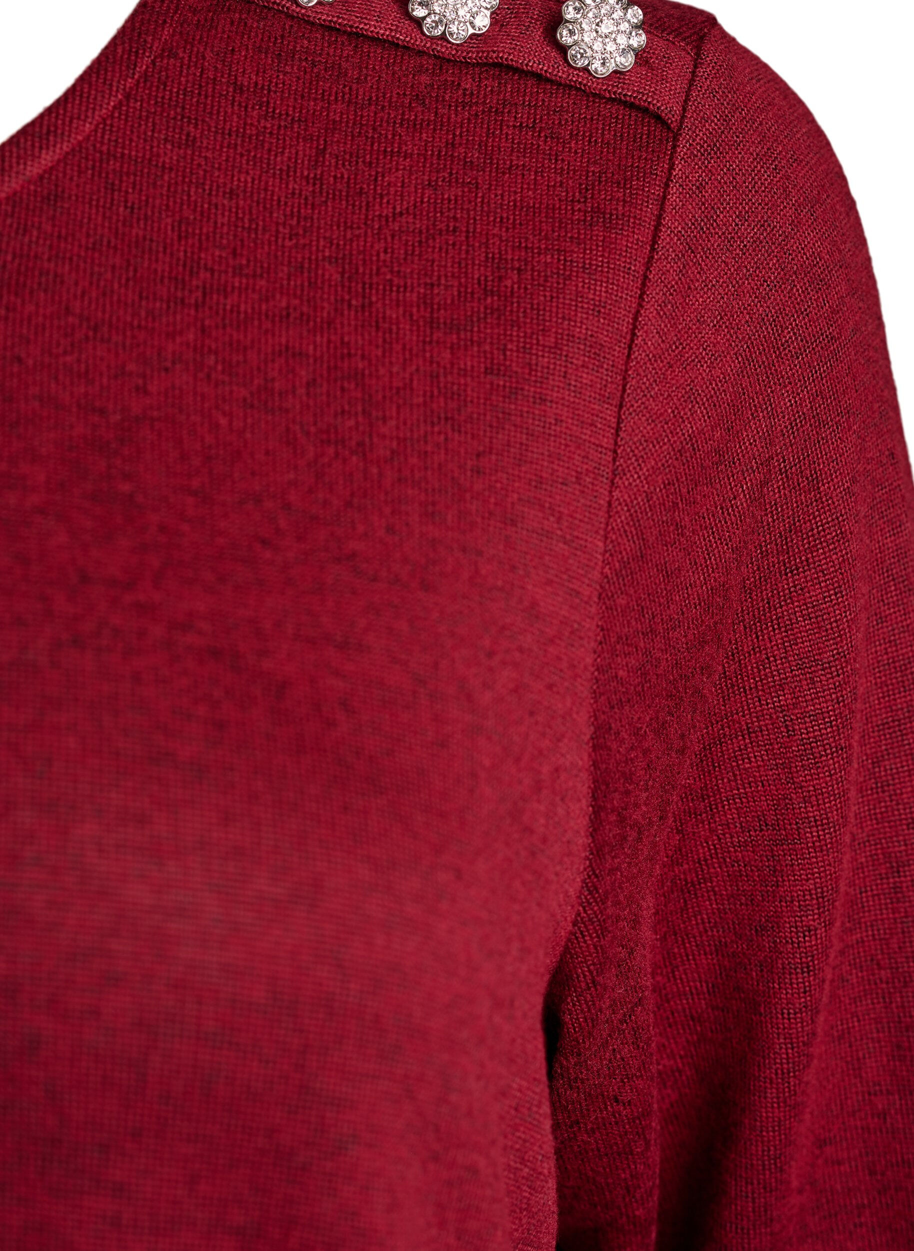 Zizzifashion Blouse with decorative buttons, Red, Packshot image number 3