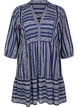 Short dress with graphic print and 3/4 sleeves, Blue, Packshot image number 0