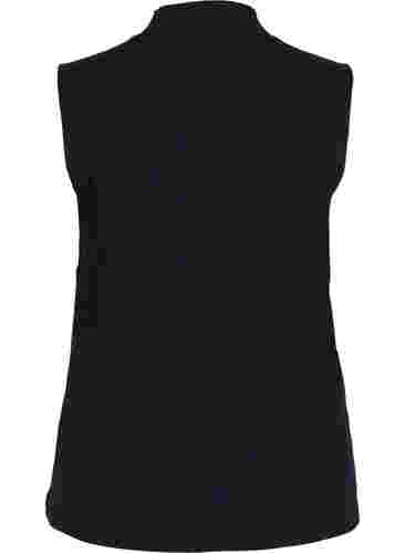 High neckline cotton top with ribbed fit, Black, Packshot image number 1