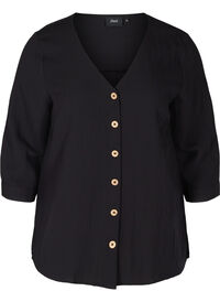 Viscose blouse with buttons and v-neck