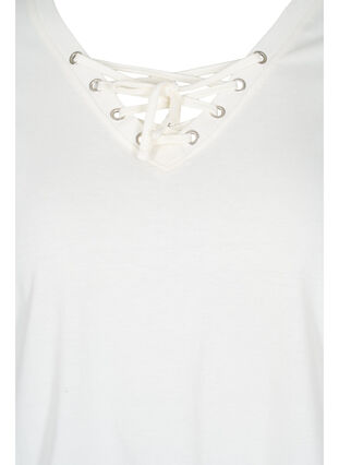 Organic cotton t-shirt with tie-string detail, Warm Off-white, Packshot image number 2