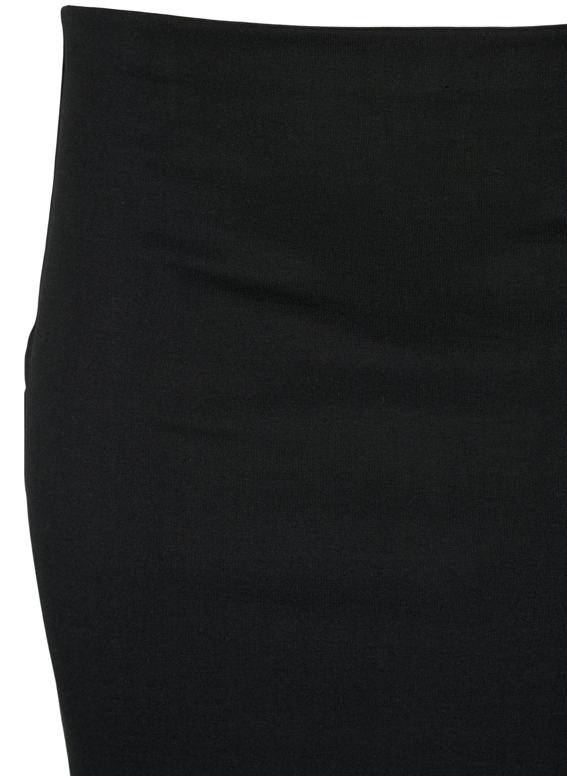 Zizzifashion Tight-fitting viscose skirt with slit, Black, Packshot image number 2