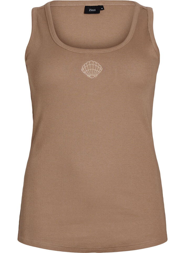 Fitted top with motif, Brown, Packshot image number 0