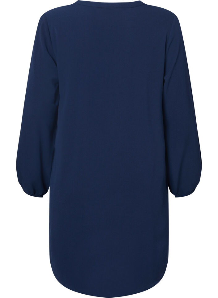Long-sleeved V-neck dress, Navy, Packshot image number 1