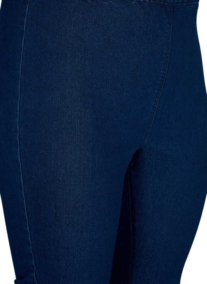 FLASH - High waisted denim capri trousers with slim fit, Blue, Packshot image number 2