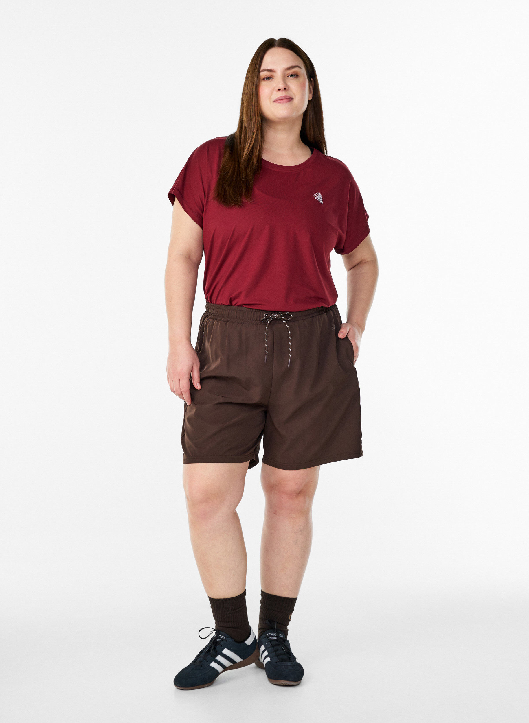 Zizzifashion Training shorts with inner shorts and a phone pocket, Brown, Model image number 1