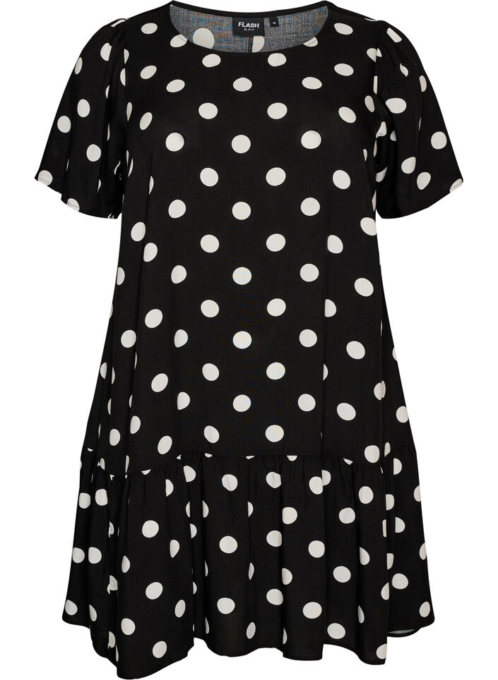 Dress in viscose with cutline, Black, Packshot image number 0