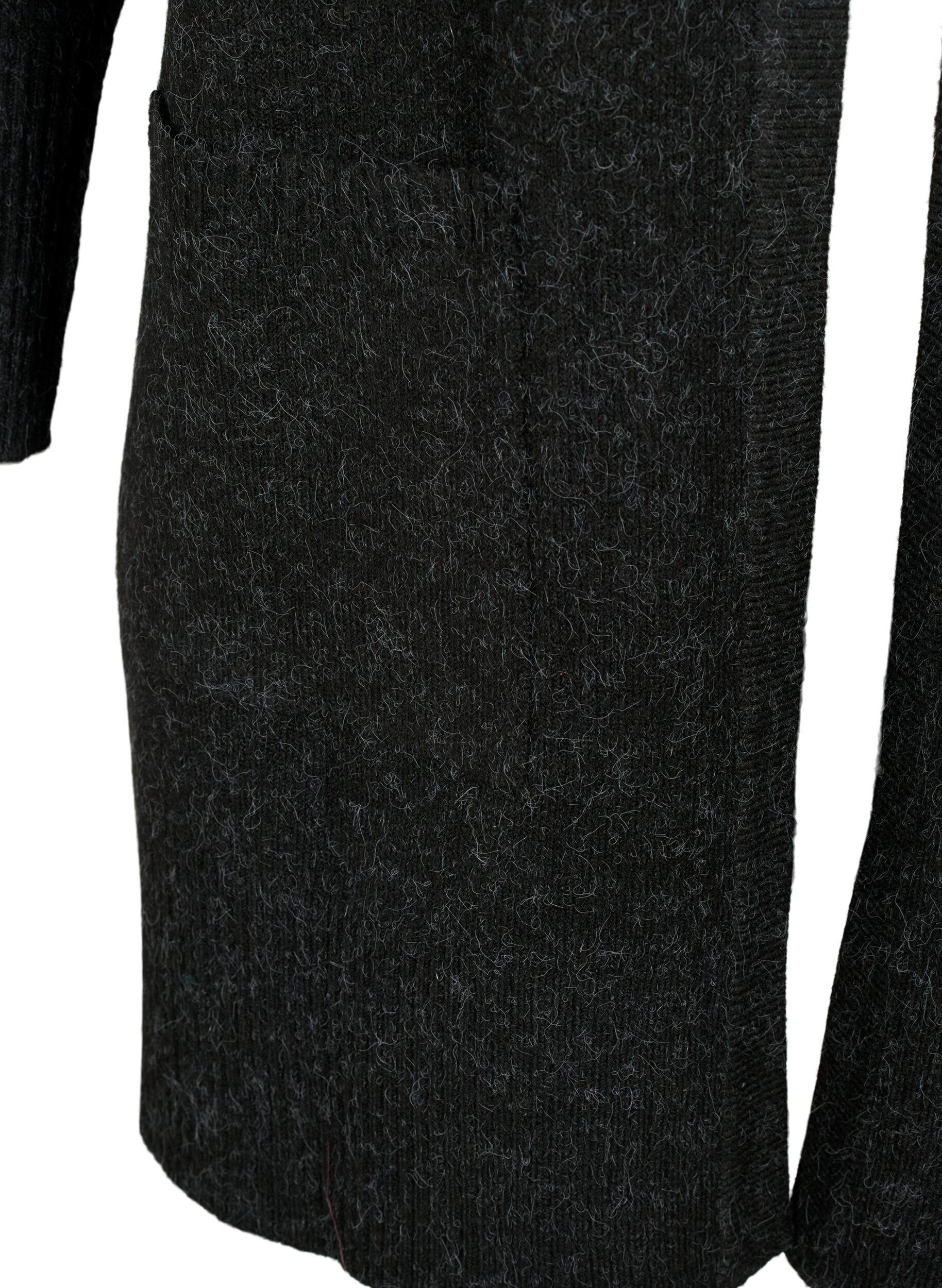 ZizzifashionRibbed Knit Cardigan with Pockets, Dark Grey, Packshot image number 3