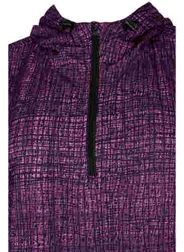 Sports anorak with zipper and pockets, Square Purple Print, Packshot image number 2