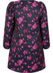 Short jacquard dress with long sleeves, Black w. Red Rose, Packshot image number 1