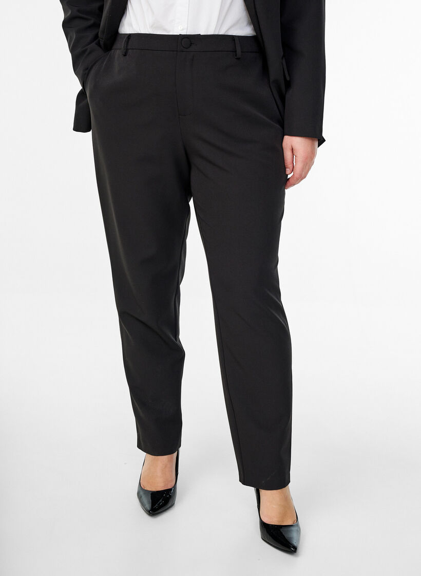 Trousers with pockets and straight legs, Black, Model image number 2