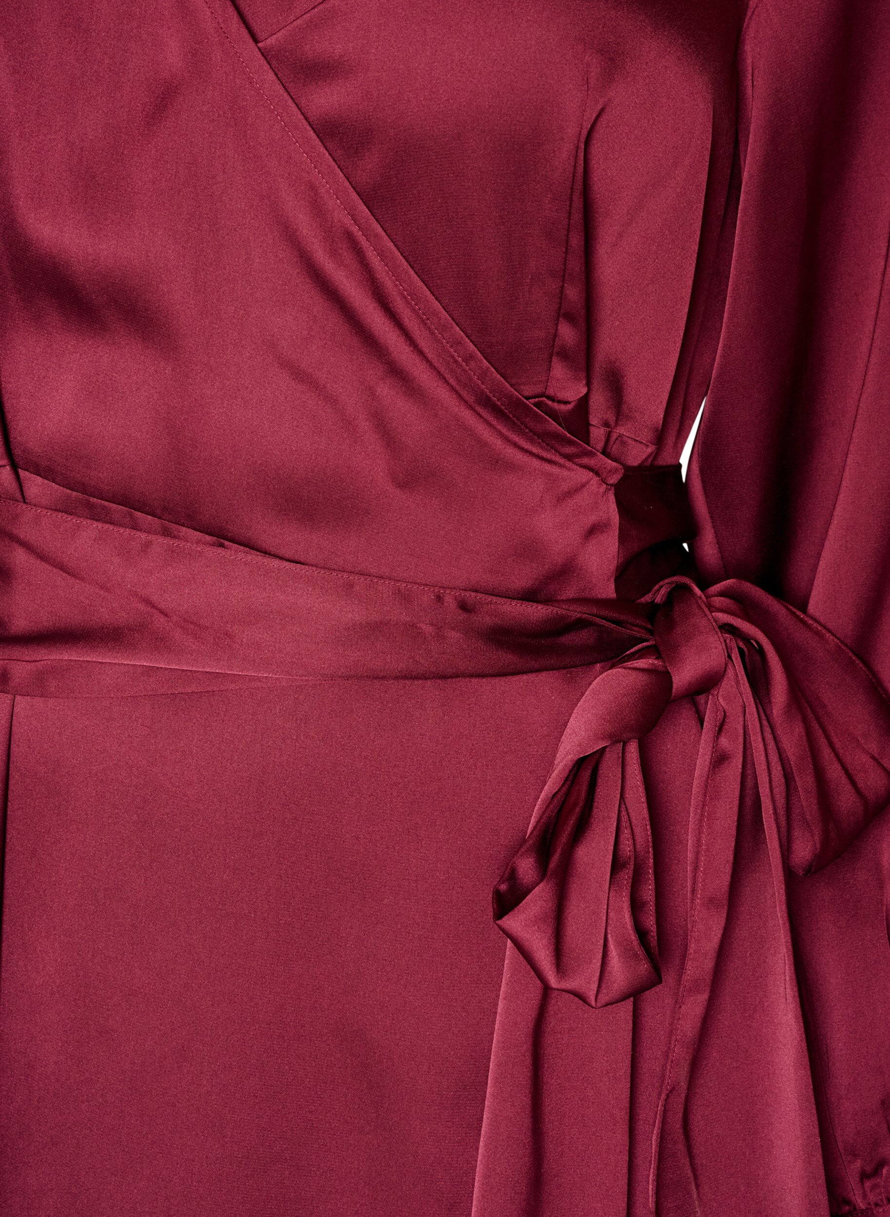 ZizzifashionShort satin dress with wrap design, Red, Packshot image number 2