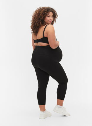 Pregnancy leggings with 3/4 length - Black - Sz. 42-60 - Zizzifashion