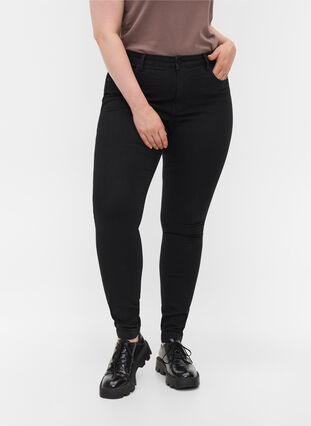 High-waisted super slim Amy jeans , Black, Model image number 3