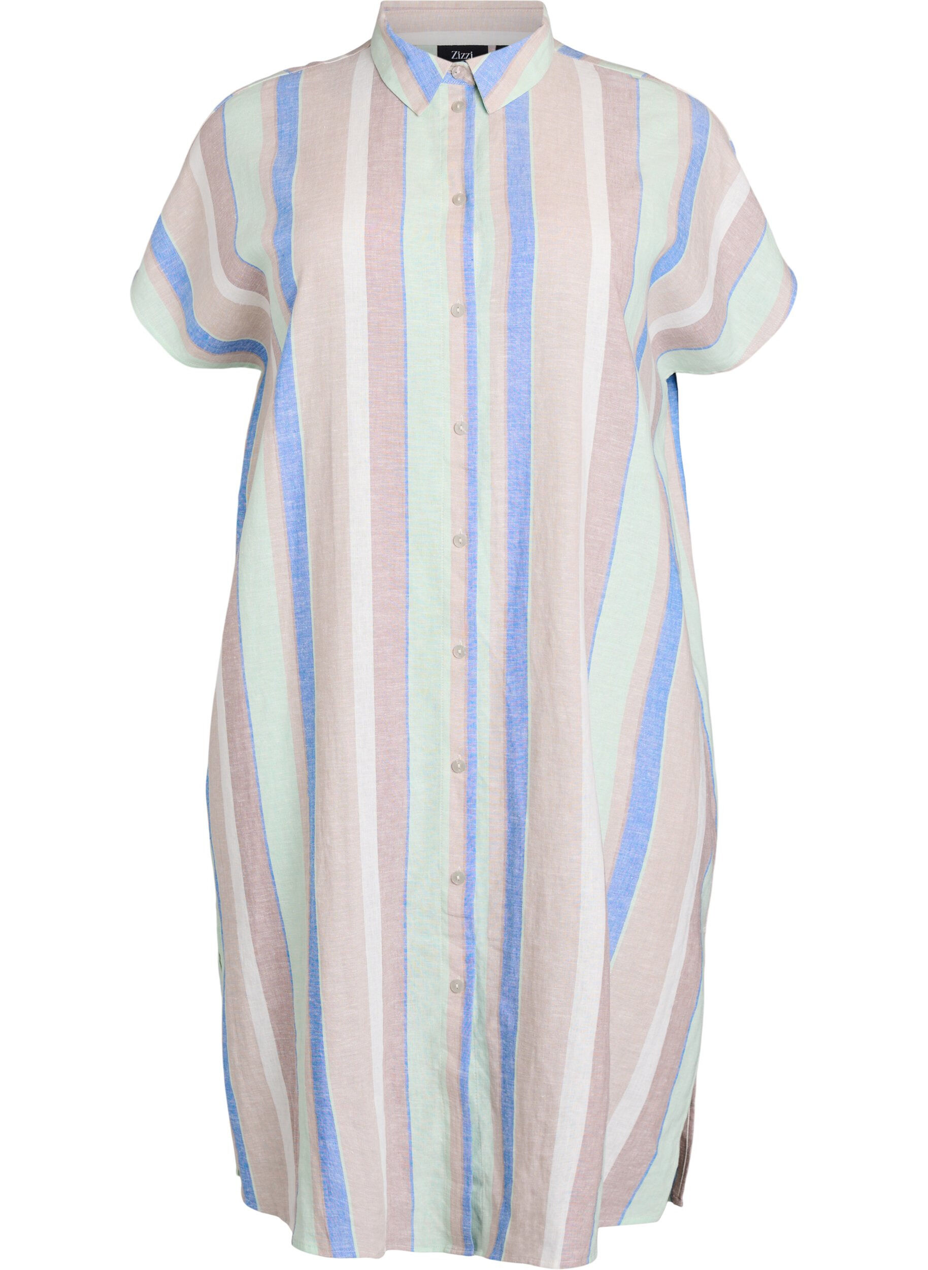 Zizzifashion Long shirt in viscose and linen, Blue, Packshot image number 0