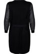 Knitted dress with sheer sleeves, Black, Packshot image number 1