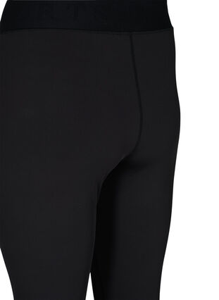 Cropped gym leggings with text print, Black, Packshot image number 3