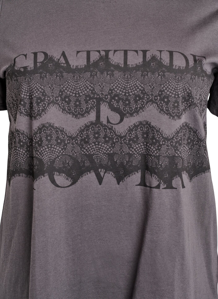 Cotton t-shirt with front print, Dark Grey, Packshot image number 2