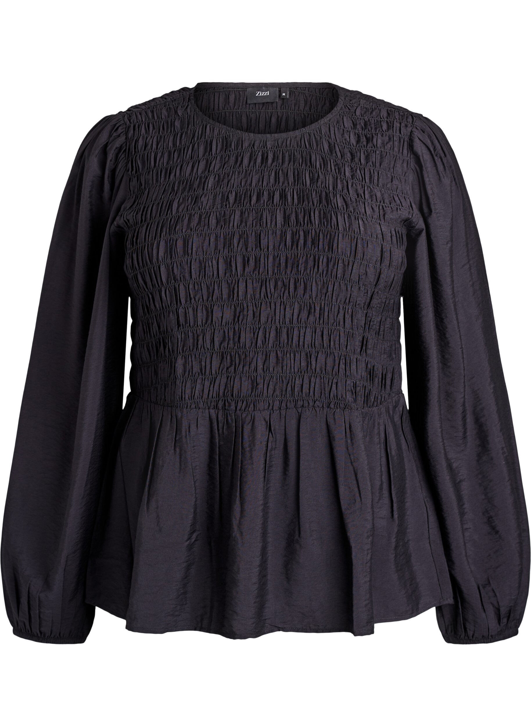 Blouse with smock and long sleeves