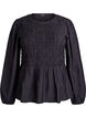Blouse with smock and long sleeves, Black, Packshot image number 0