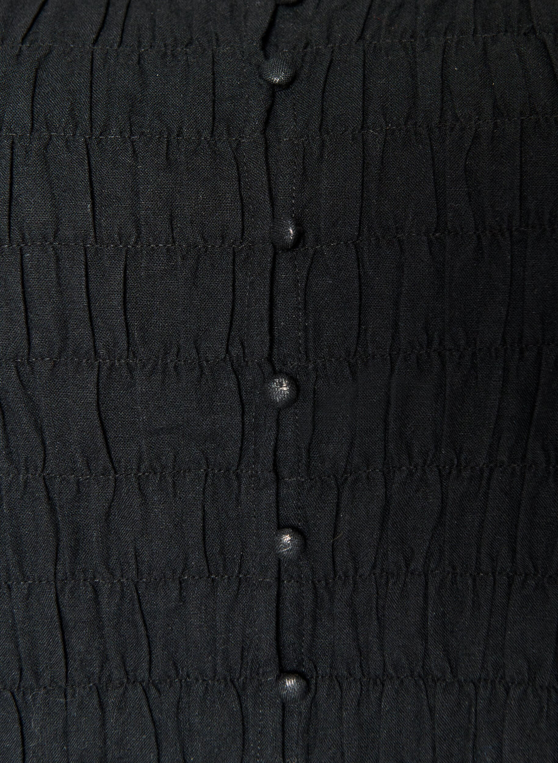ZizzifashionSleeveless cotton and linen top with smock, Black, Packshot image number 2