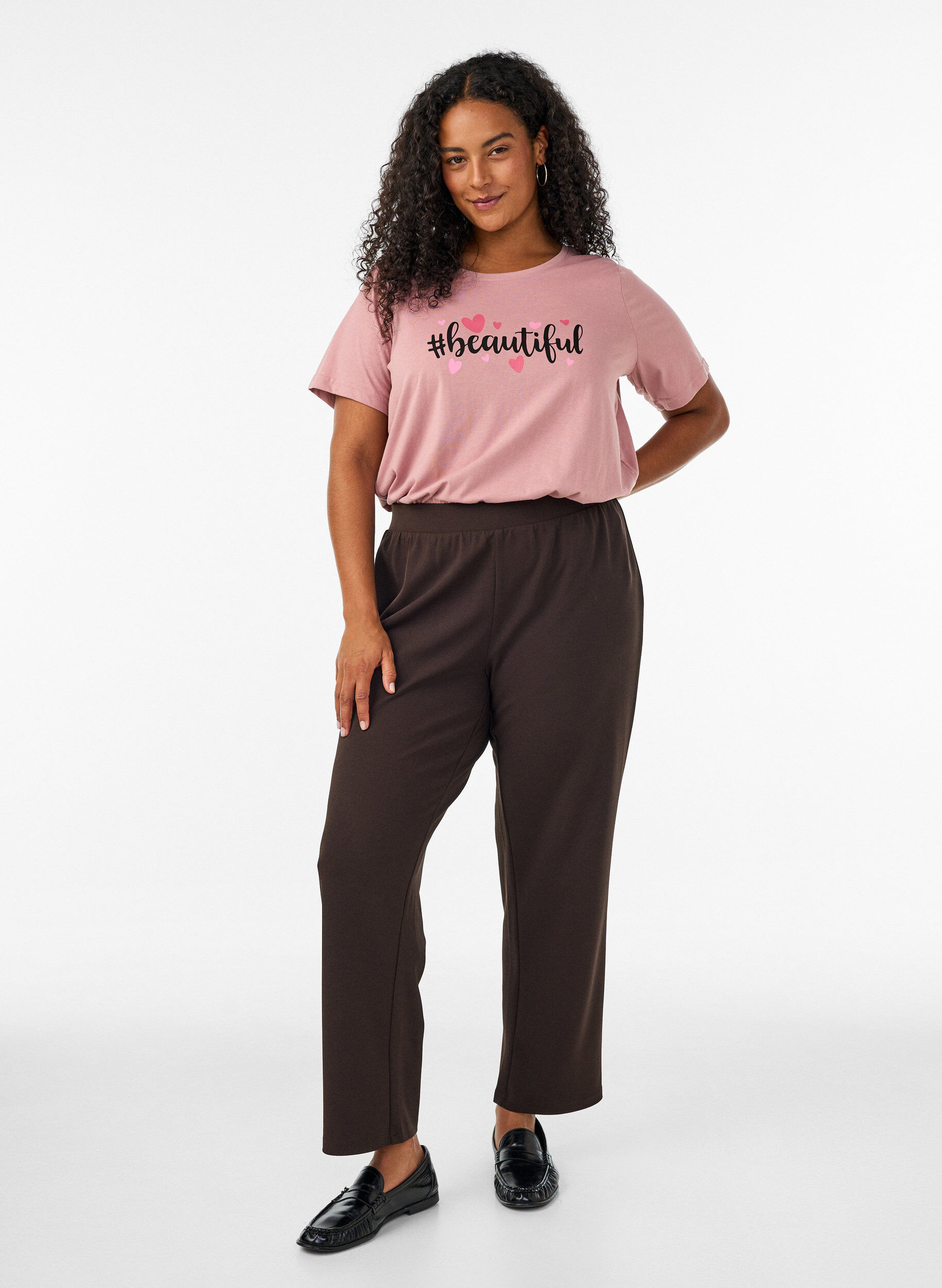 Straight fit trousers, Brown, Model