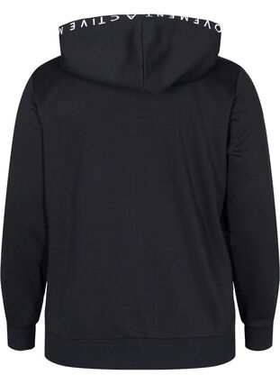 Workout hoodie jacket with zip, Black, Packshot image number 1