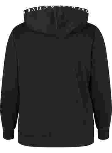 Workout hoodie jacket with zip, Black, Packshot image number 1