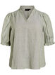 Blouse in linen and viscose with 1/2 sleeves, Green, Packshot image number 0