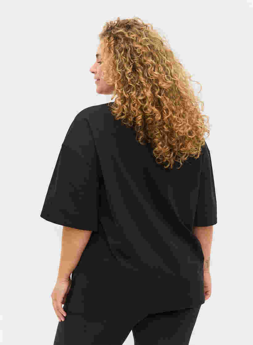 Cotton workout t-shirt, Black, Model image number 1