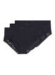 3-pack hipster knickers with lace trim, Black, Packshot image number 0