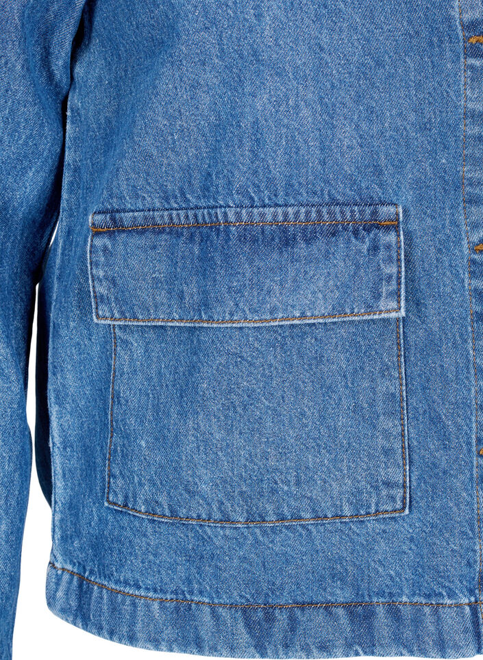 Denim shirt jacket with pockets, Blue Denim, Packshot image number 3