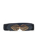 Elastic waist belt with gold buckle, Black, Packshot image number 0