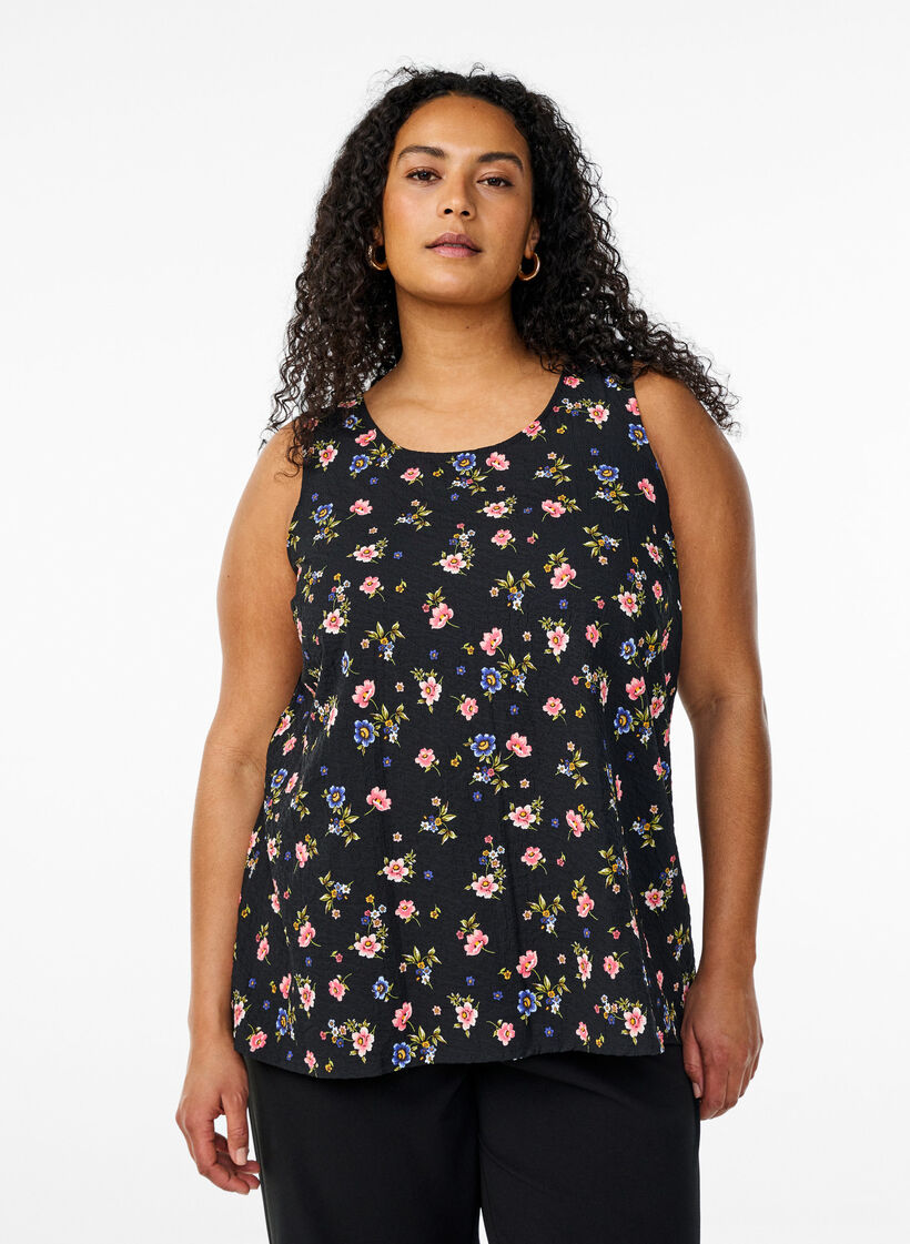 FLASH - Sleeveless top with texture, Black, Model image number 0