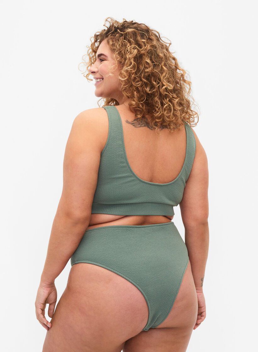 Bikini briefs with crepe structure, Green, Model image number 1