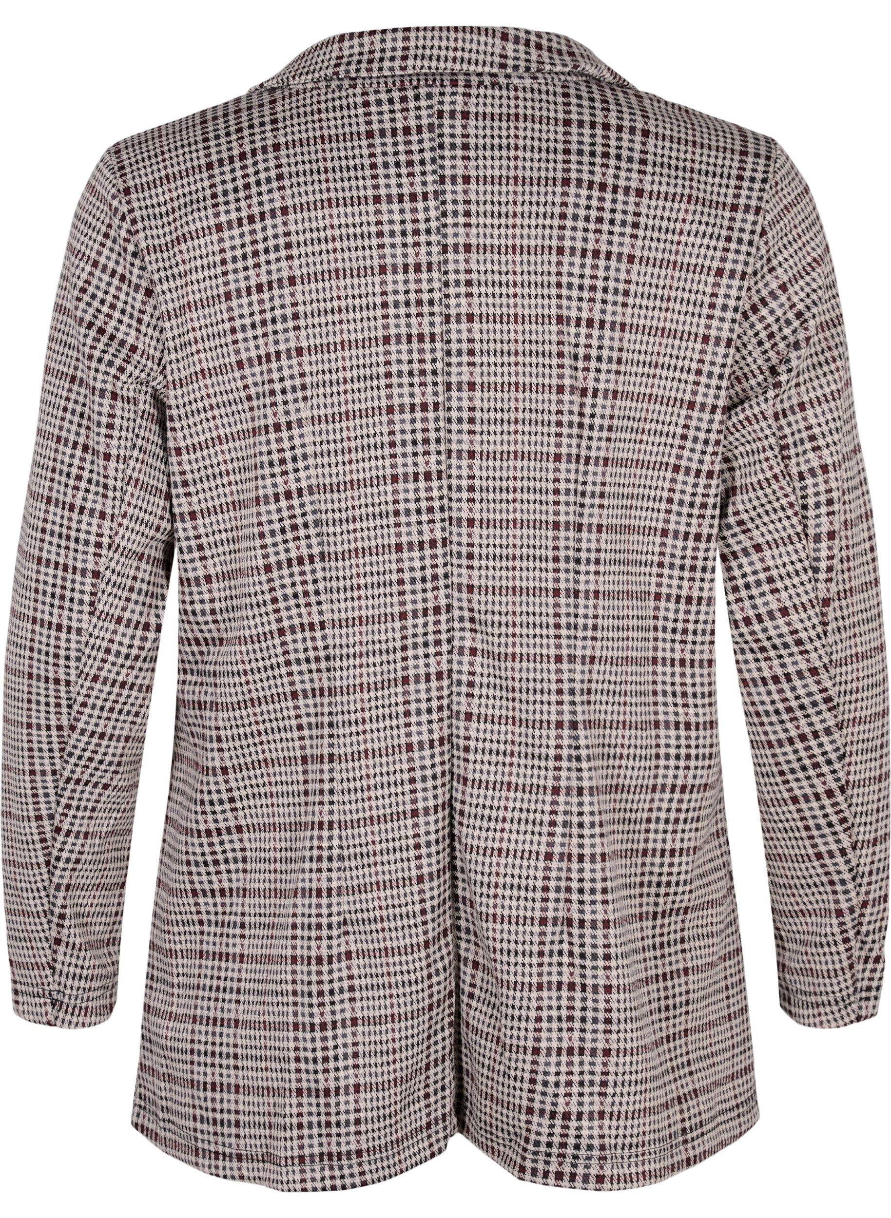 Zizzifashion Checkered blazer with button closure, Brown Check, Packshot image number 1