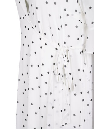 Dotted midi dress with wrap effect, Bright White w. Dots, Packshot image number 3