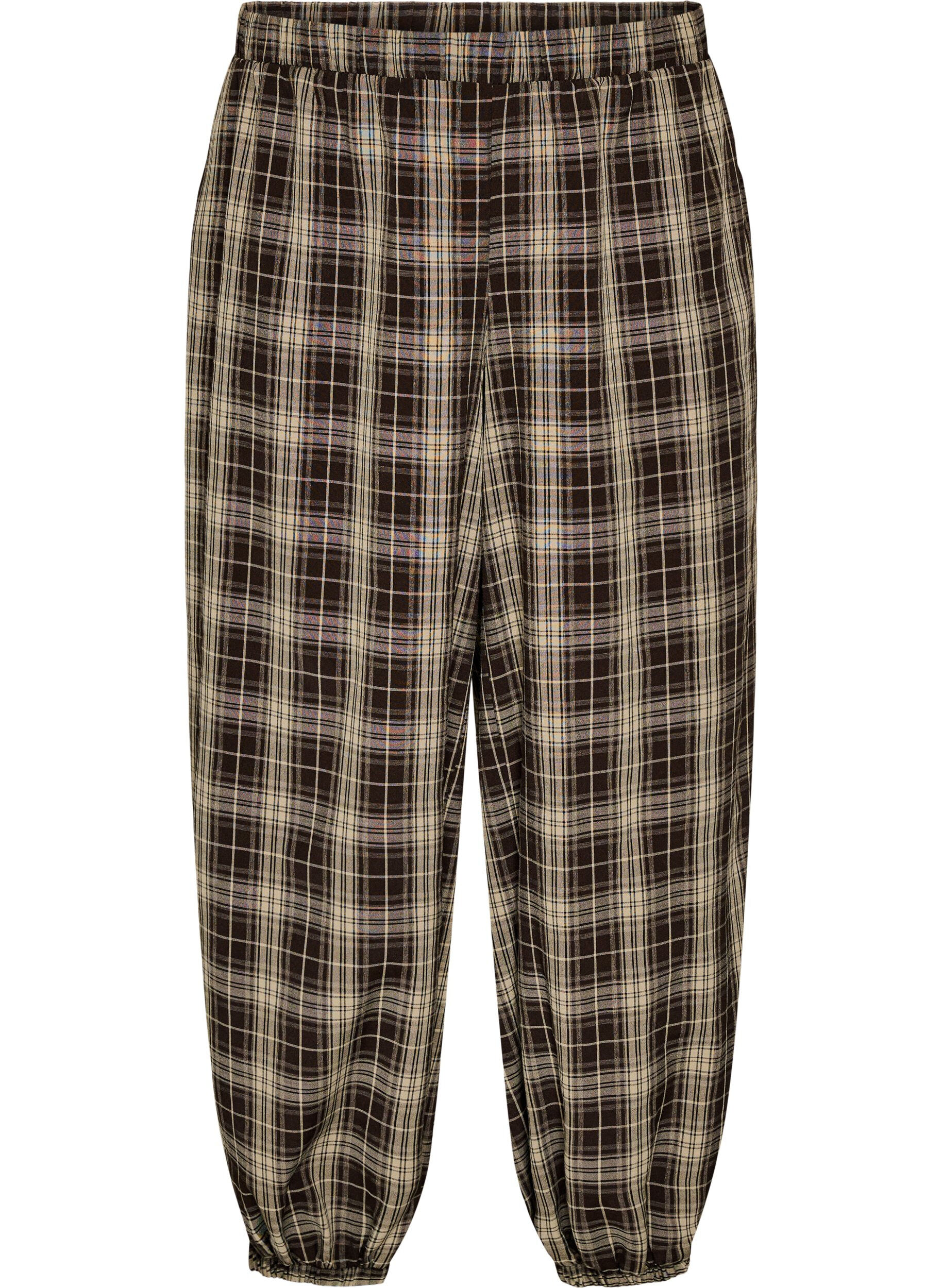 Checked balloon trousers with a high waist