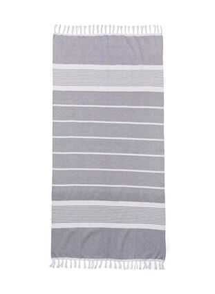 Striped Towels with fringes, Medium Grey Melange, Packshot image number 1