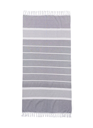 Striped Towels with fringes, Medium Grey Melange, Packshot image number 1